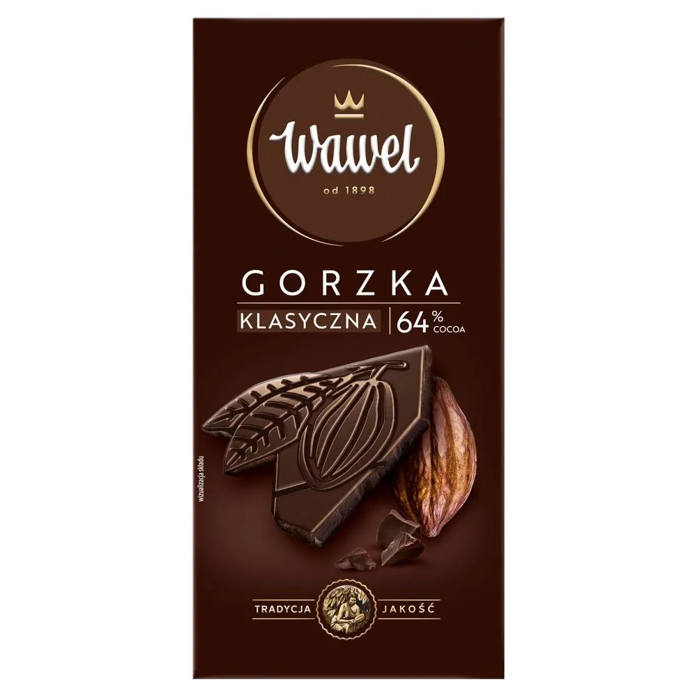 Wawel Czekolada gorzka 64 % cocoa klasyczna 90 g - Zakupy online z ...