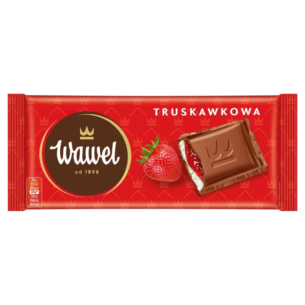 Wawel Czekolada mleczna nadziewana truskawkowa 90 g