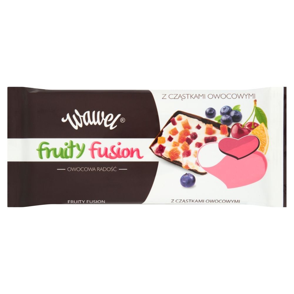 Wawel Fruity Fusion Wyrób cukierniczy z czekoladą deserową i cząstkami owocowymi 100 g