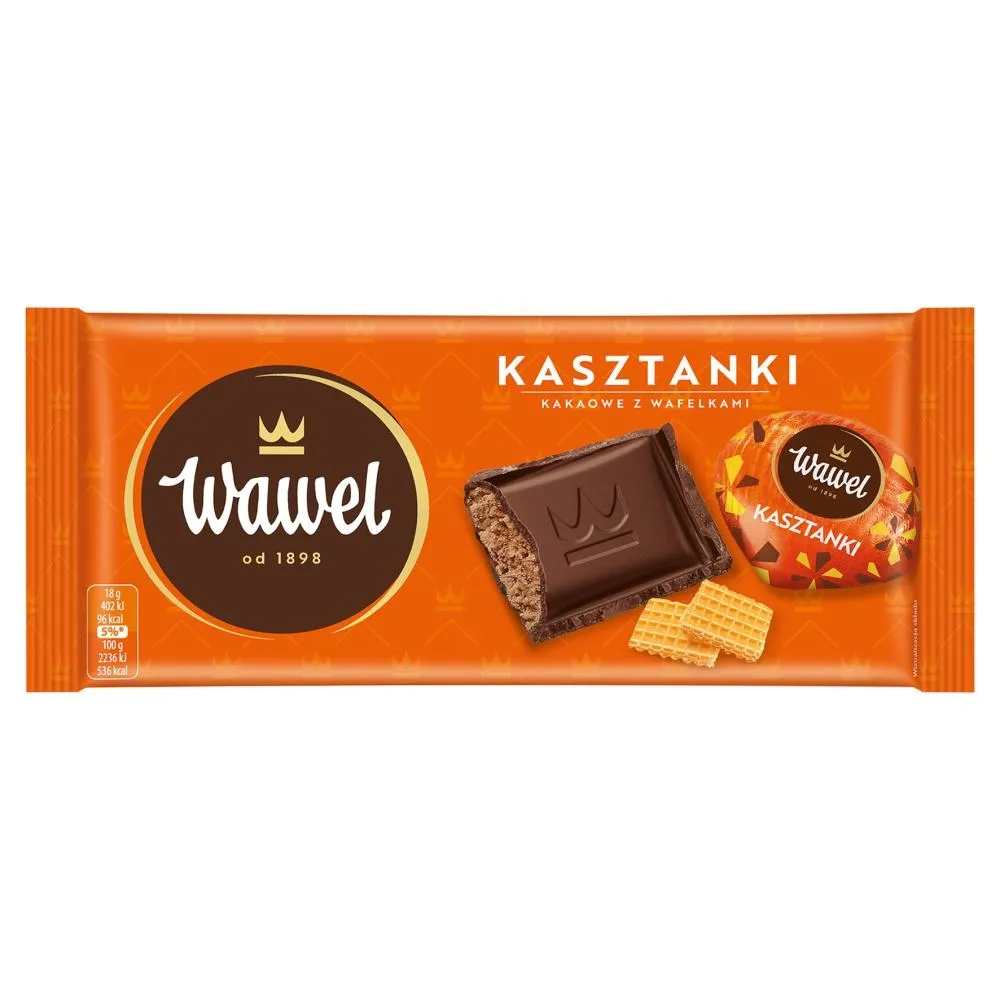 Wawel Kasztanki kakaowe z wafelkami Czekolada nadziewana 90 g