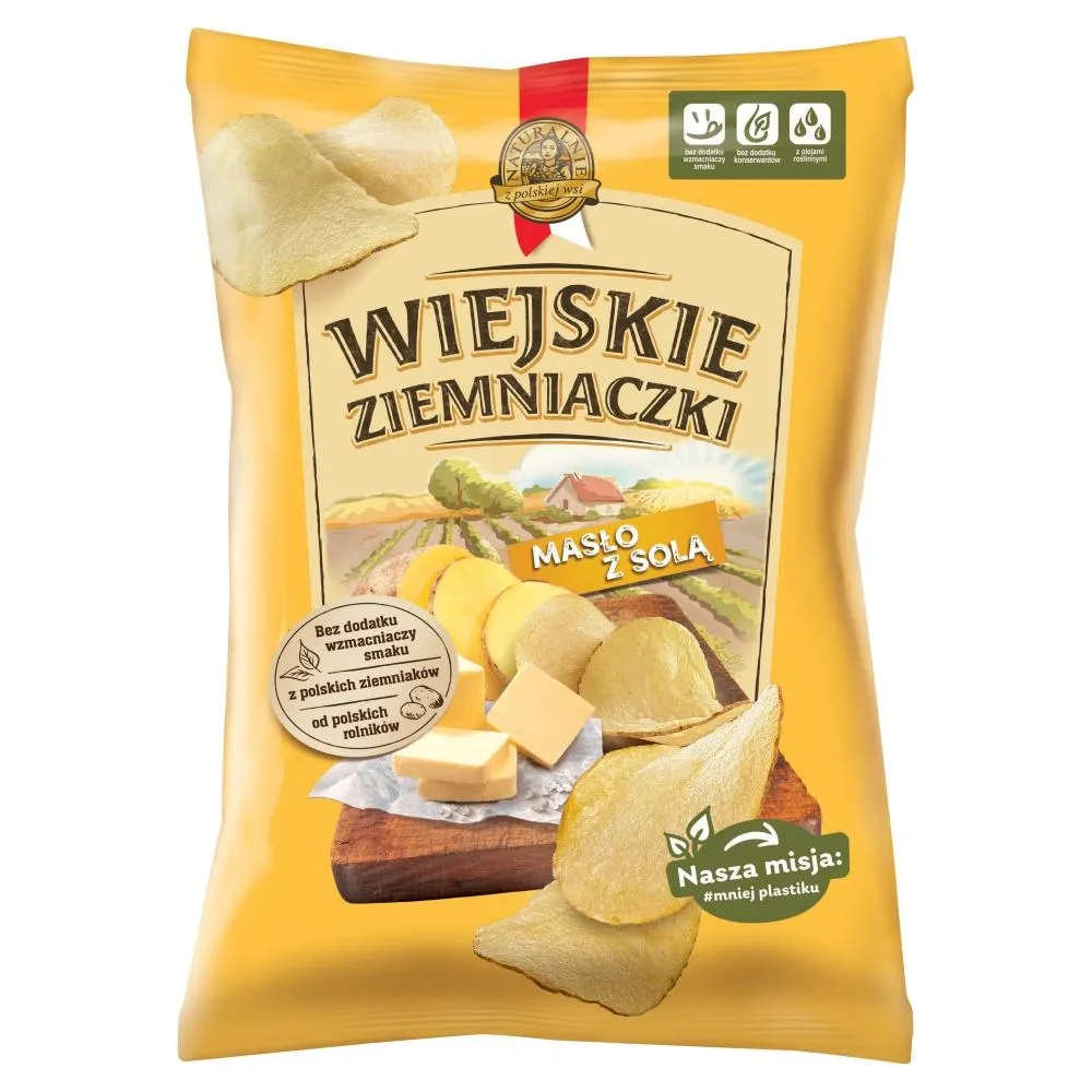 Wiejskie Ziemniaczki Chipsy ziemniaczane masło z solą 130 g