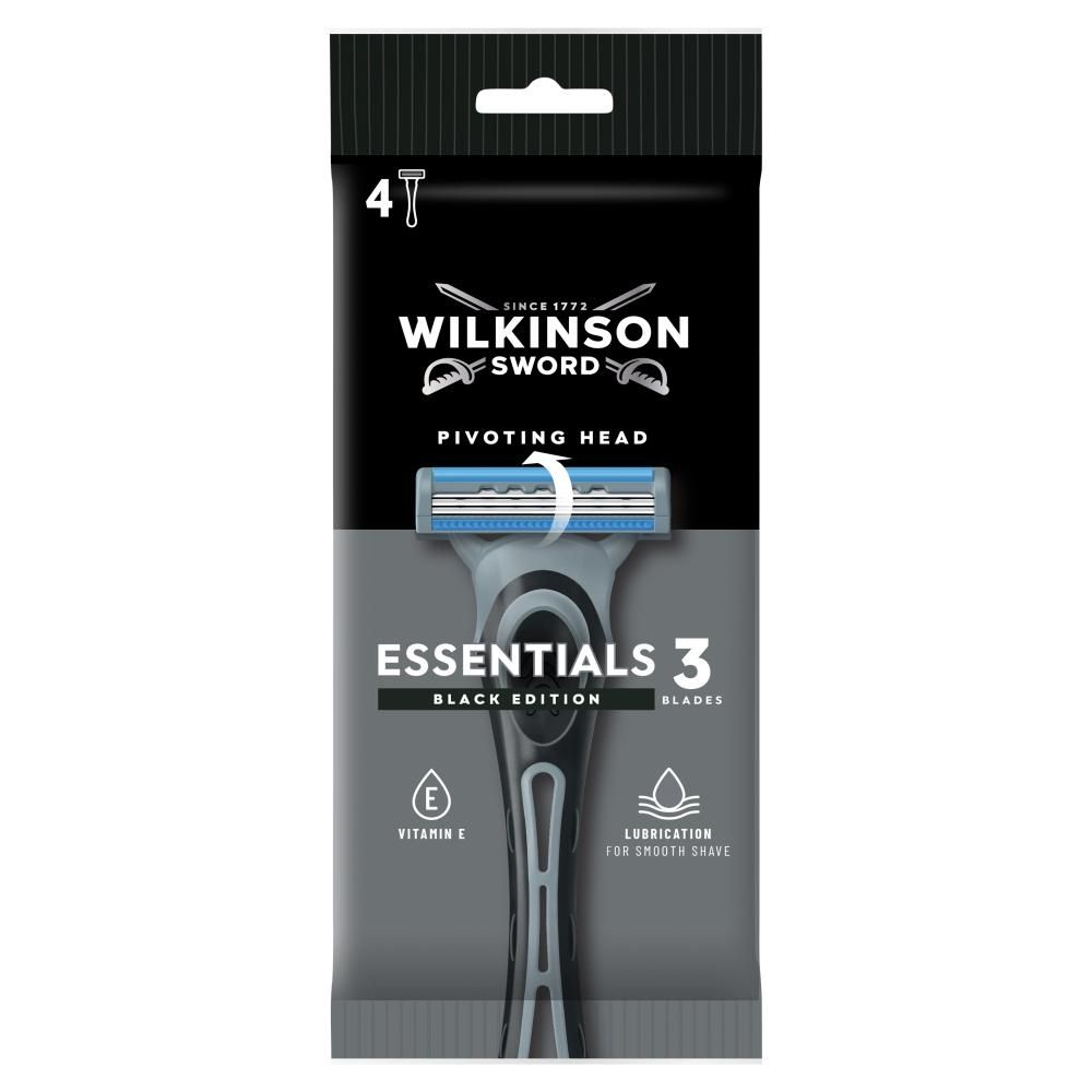 Wilkinson Sword Essentials 3 Black Edition 3-ostrzowa maszynka do golenia 4 sztuki