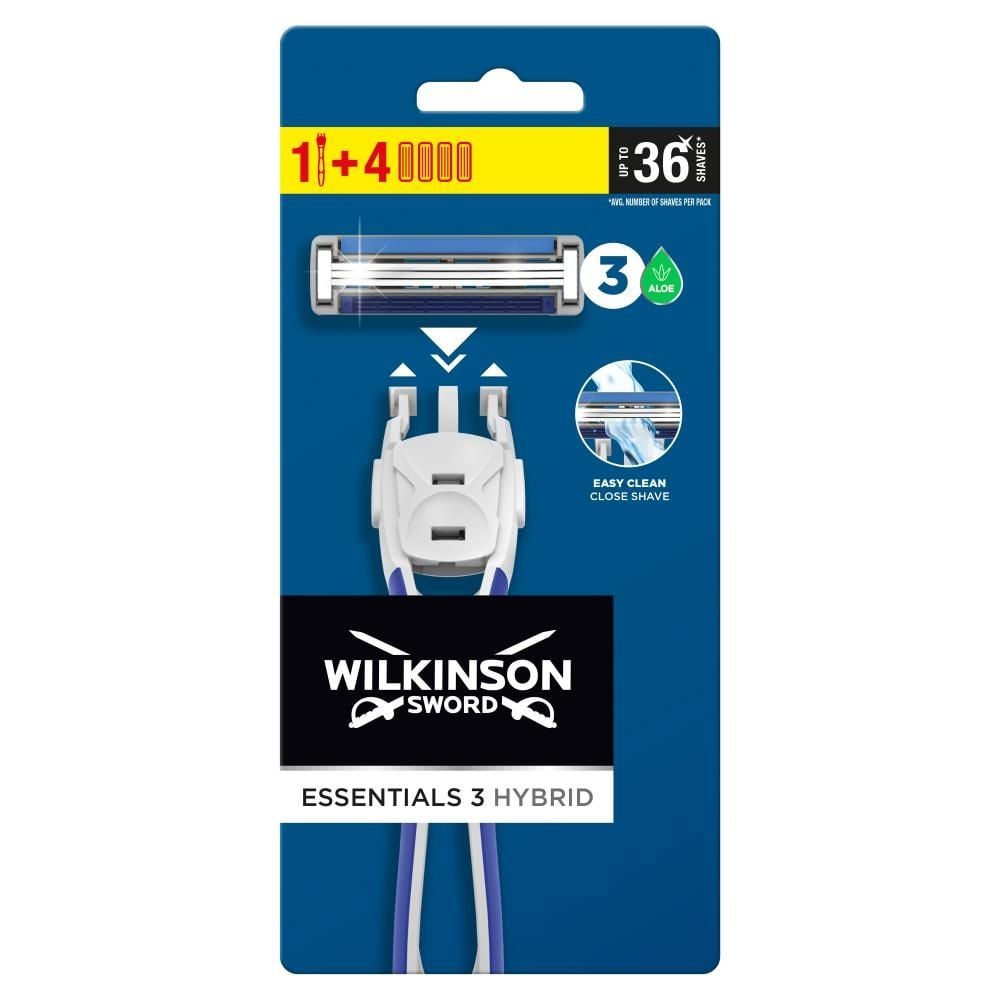 Wilkinson Sword Essentials 3 Hybrid Maszynka do golenia rączka i 4 wkłady