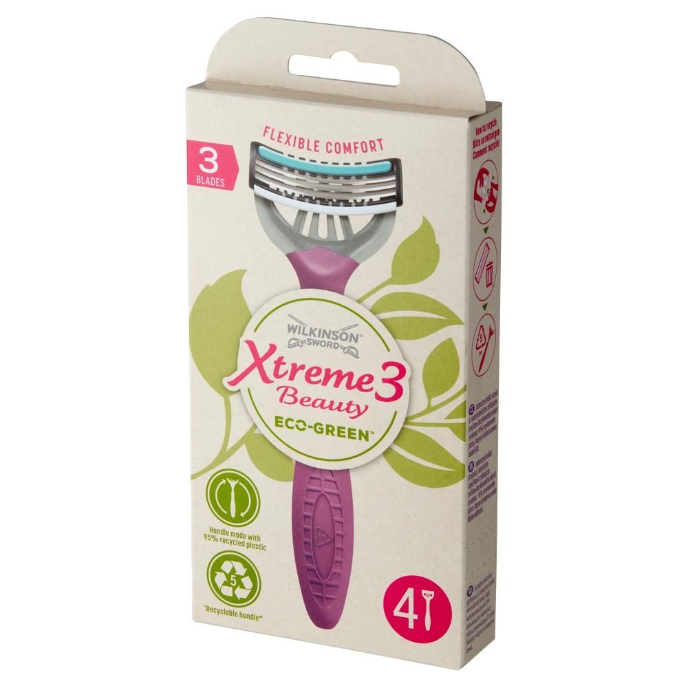 Wilkinson Sword Xtreme3 Beauty Eco Green Jednorazowe maszynki do golenia dla kobiet 4 sztuki