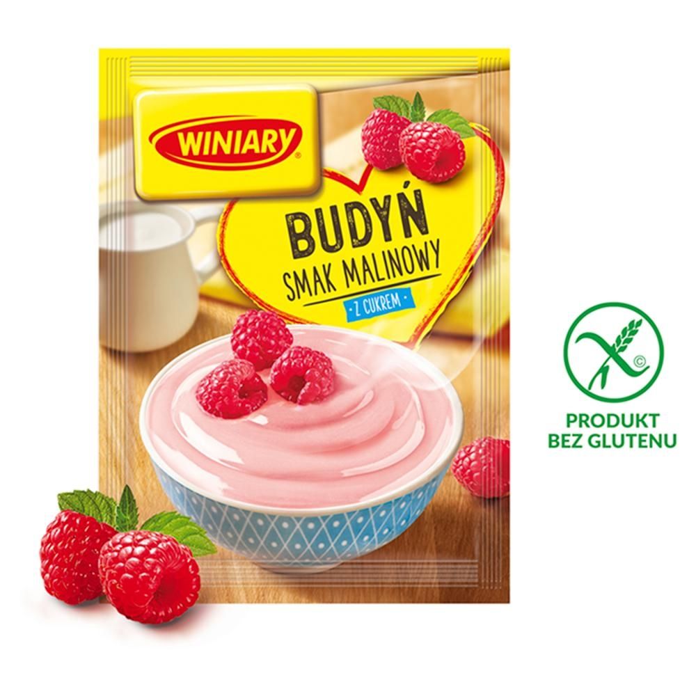 Winiary Budyń z cukrem smak malinowy 60 g