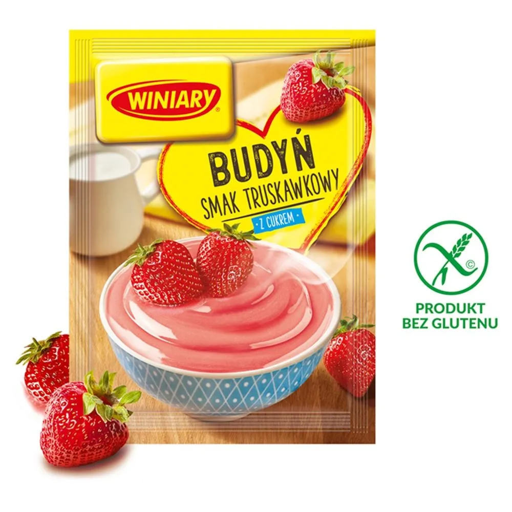 Winiary Budyń z cukrem smak truskawkowy 60 g