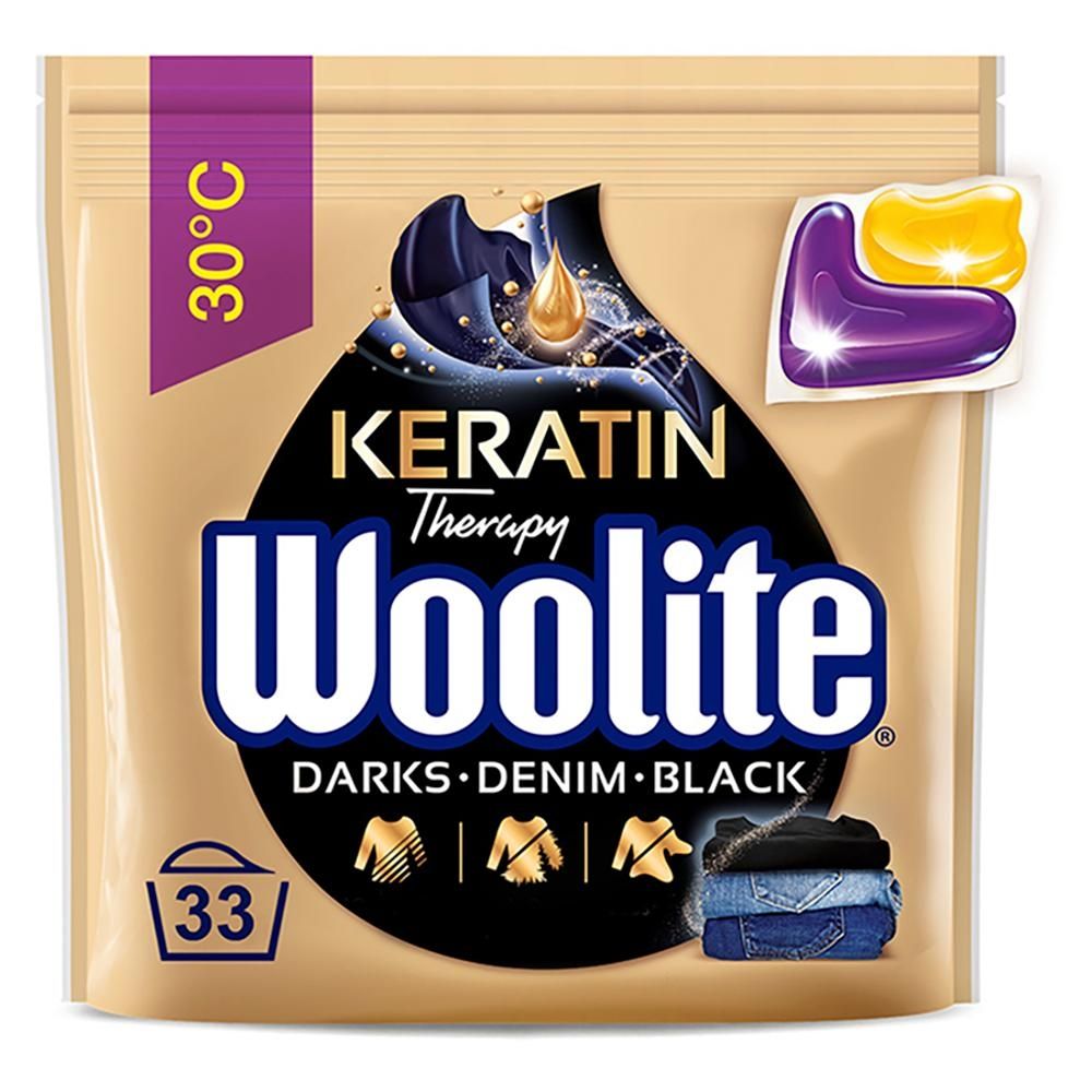 Woolite Keratin Therapy Kapsułki do prania czerń ciemne kolory jeans 660 g (33 prania)