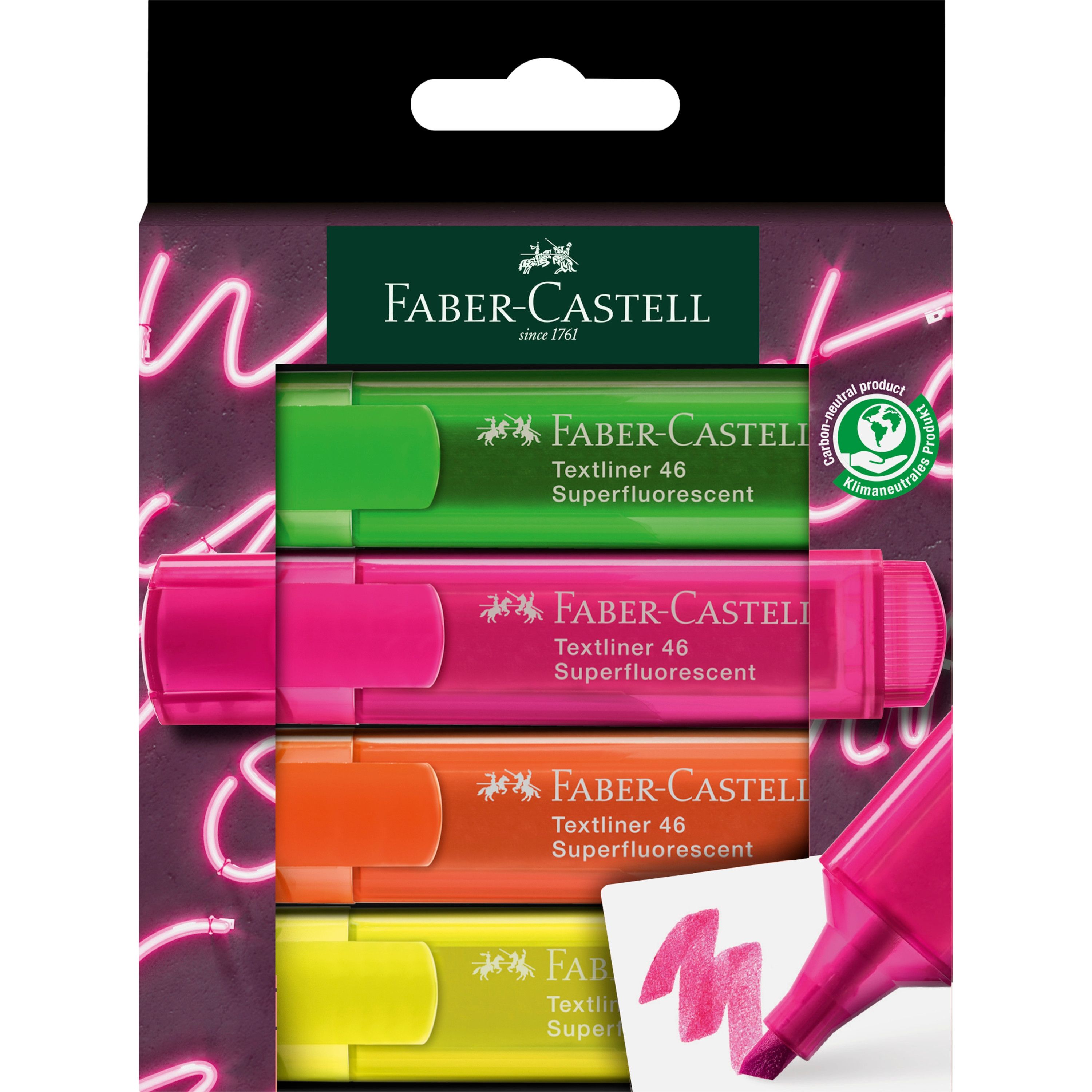 Faber-Castell Zakreślacz 1546 super neon 4 kolory 254600 FC