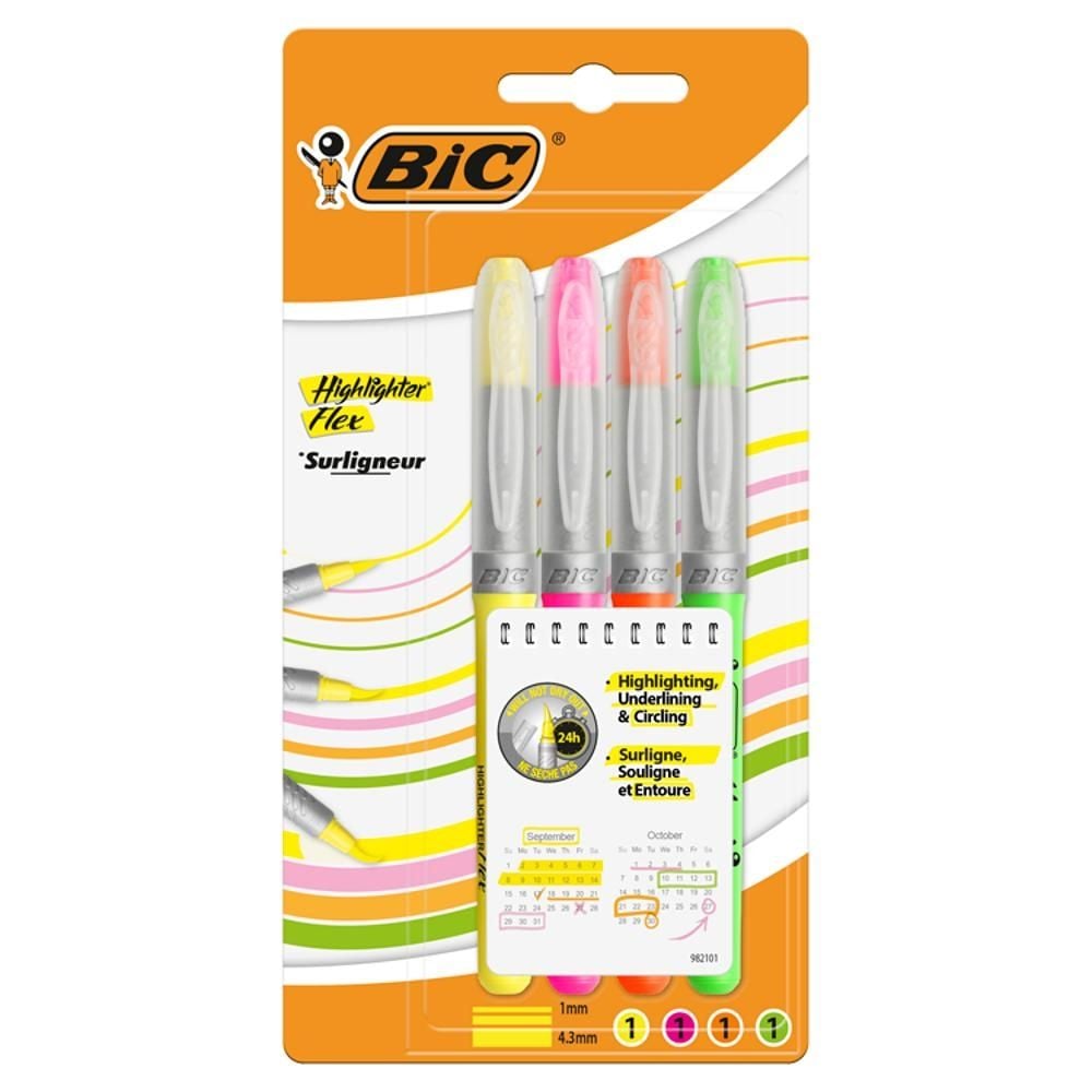 BiC Flex Kieszonkowy zakreślacz 4 sztuki