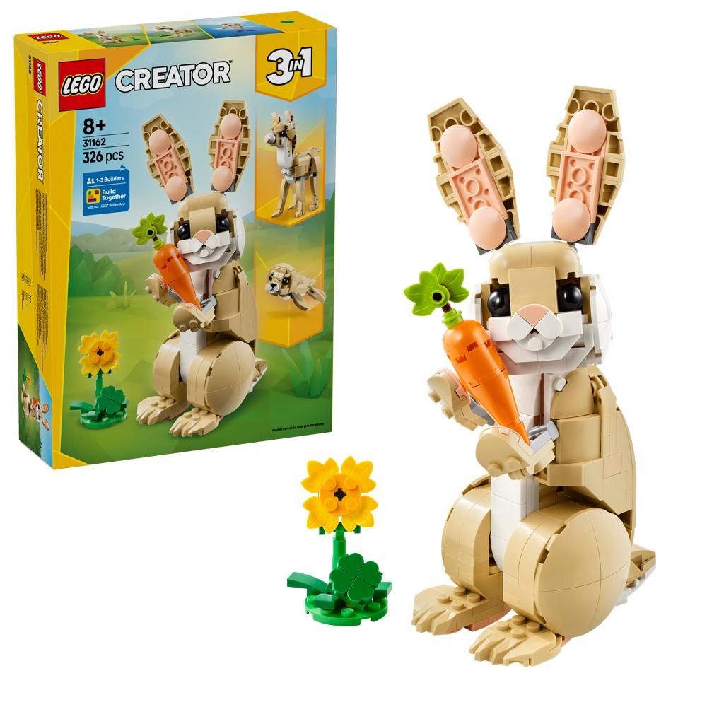 Zestaw LEGO® Creator 3 w 1 Uroczy króliczek 31162, ze zwierzątkiem