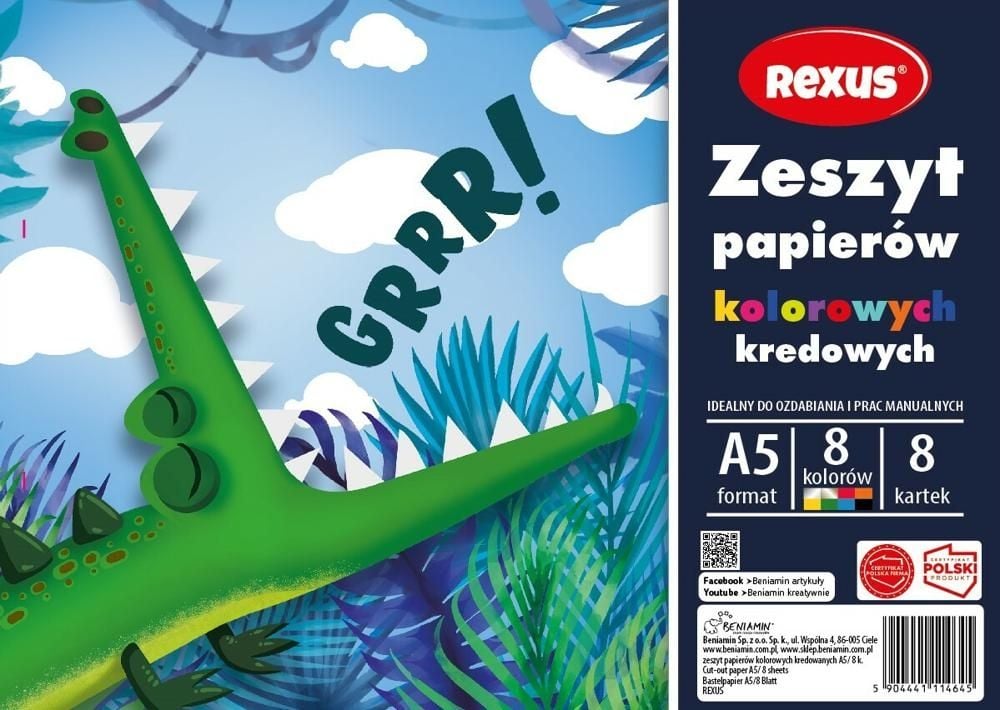 ZESZYT PAPIERÓW KOLOROWYCH KREDOWANYCH A5/8k