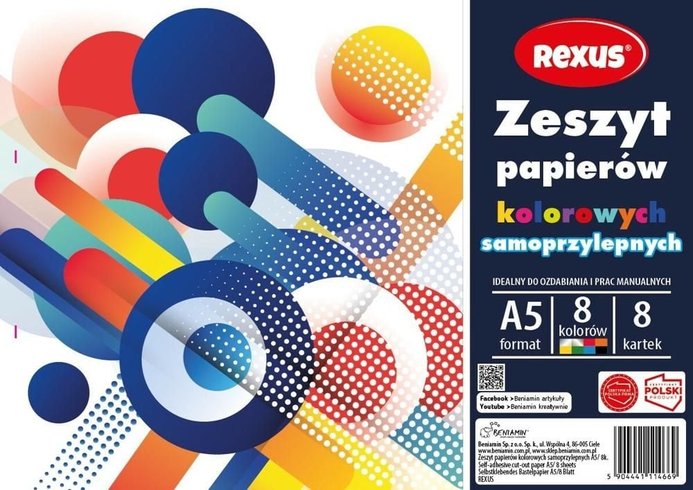 ZESZYT PAPIERÓW KOLOROWYCH SAMOPRZYLEPNYCH A5/8k.