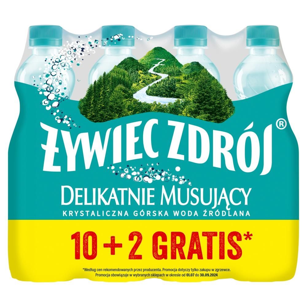 Żywiec Zdrój Delikatnie Musujący Woda źródlana 12 x 500 ml