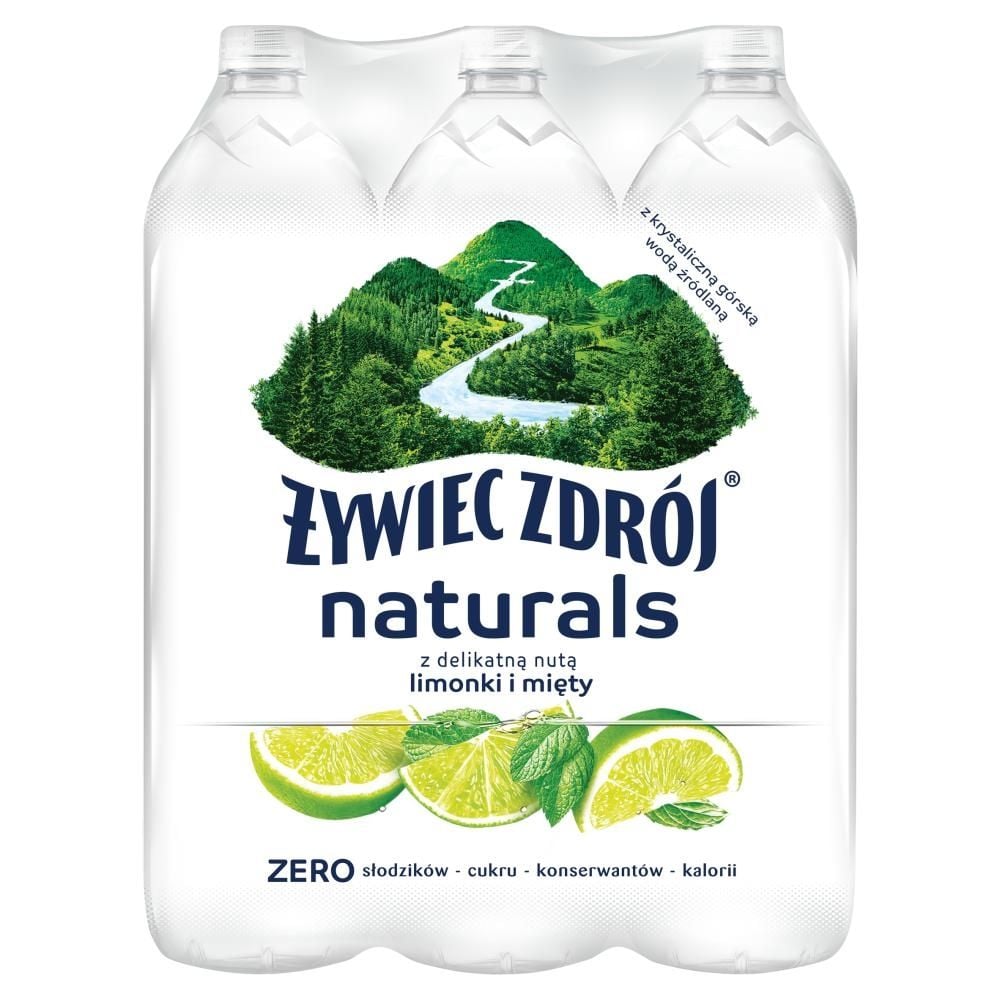 Żywiec Zdrój Naturals Napój niegazowany z delikatną nutą limonki i mięty 6 x 1,2 l