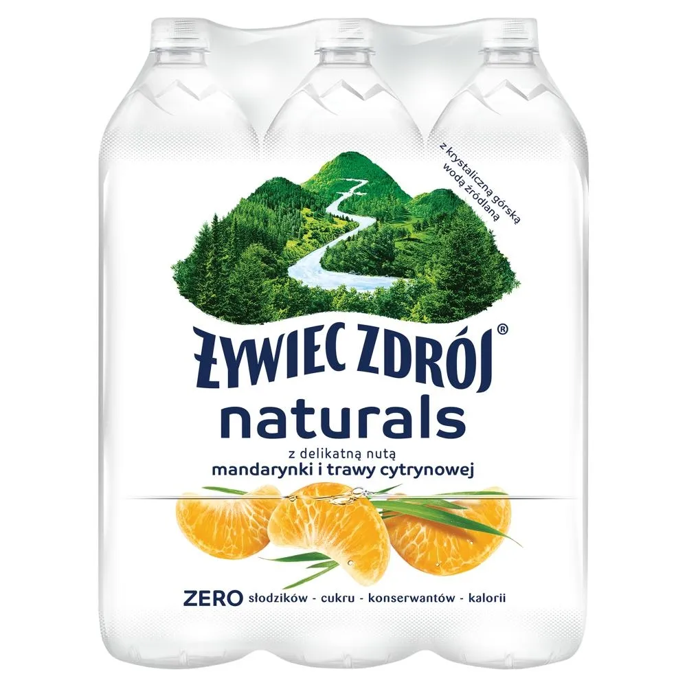 Żywiec Zdrój Naturals Napój niegazowany z delikatną nutą mandarynki i trawy cytrynowej 6 x 1,2 l